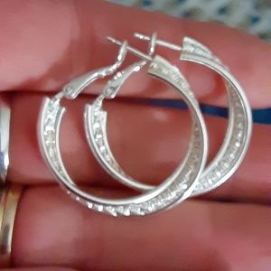 Silver and crystal hoops